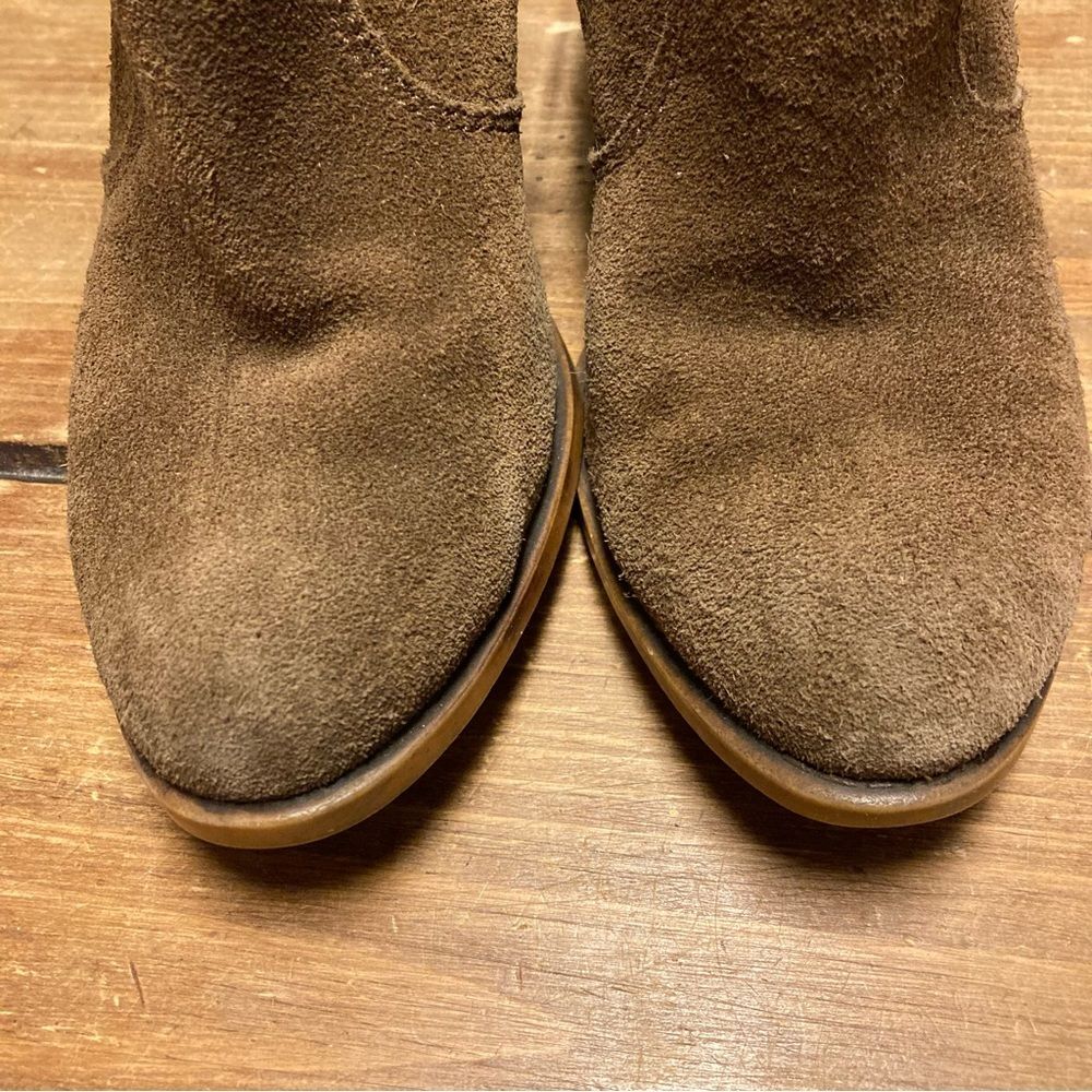 Lucky Brand Everalda Brown Suede Leather Boots Size 7 Ankle Booties High Heel - Picture 6 of 15